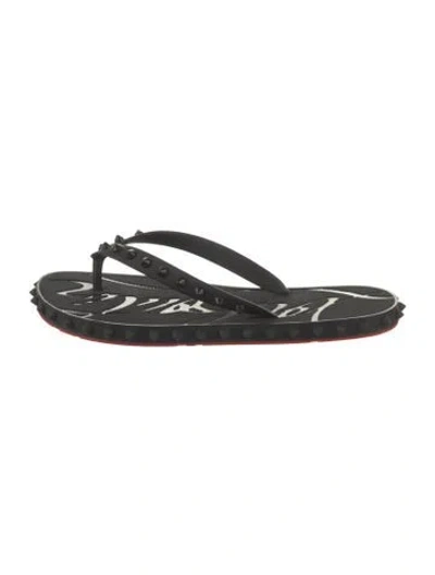 Pre-owned Christian Louboutin Spike Accents Rubber Flip Flops In Black
