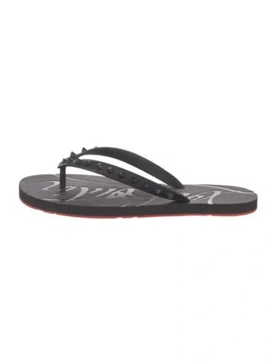 Pre-owned Christian Louboutin Spike Accents Rubber Flip Flops In Black