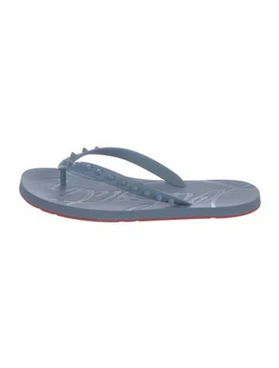 Pre-owned Christian Louboutin Spike Accents Rubber Flip Flops In Blue