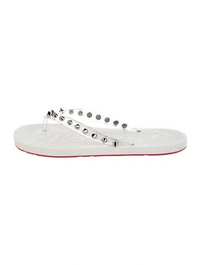 Pre-owned Christian Louboutin Spike Accents Rubber Flip Flops In Clear