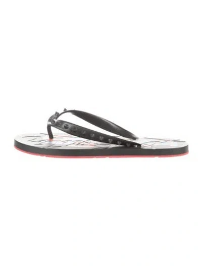 Pre-owned Christian Louboutin Spike Accents Rubber Flip Flops In Grey