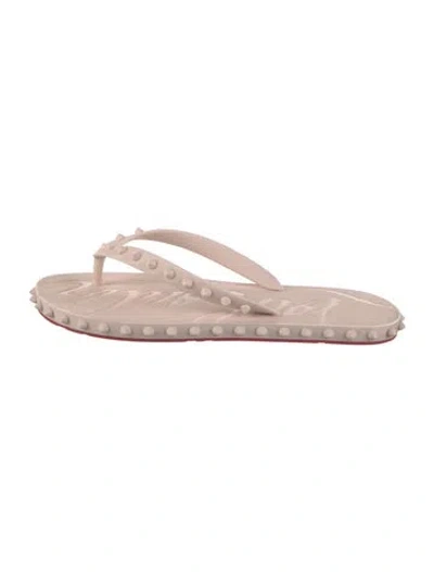 Pre-owned Christian Louboutin Spike Accents Rubber Flip Flops In Pink