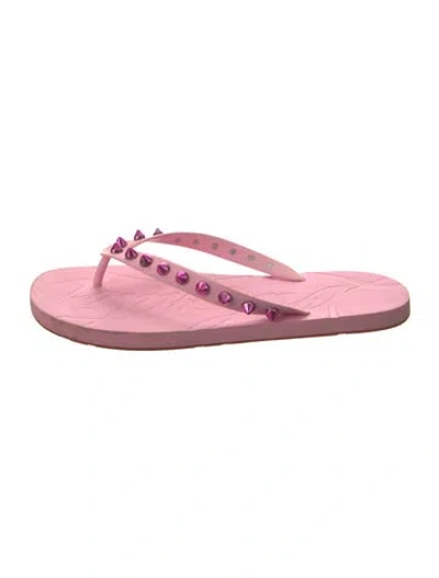 Pre-owned Christian Louboutin Spike Accents Rubber Flip Flops In Pink