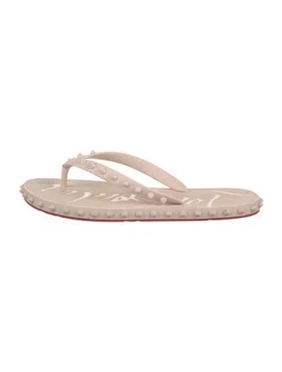 Pre-owned Christian Louboutin Spike Accents Rubber Flip Flops In Pink