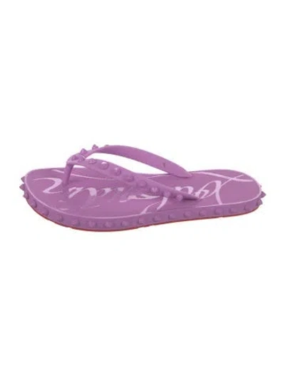Pre-owned Christian Louboutin Spike Accents Rubber Flip Flops In Purple