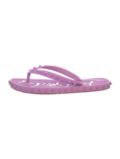 Pre-owned Christian Louboutin Spike Accents Rubber Flip Flops In Purple