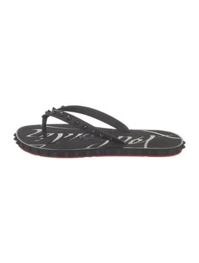 Pre-owned Christian Louboutin Spike Accents Rubber Flip Flops W/ Tags In Black