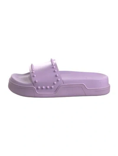 Pre-owned Christian Louboutin Spike Accents Rubber Slides In Purple