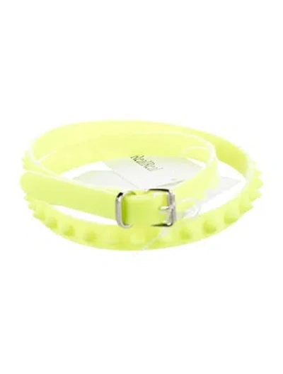 Pre-owned Christian Louboutin Spike Accents Skinny Belt W/ Tags In Green