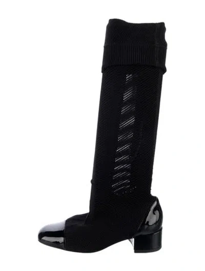 Pre-owned Christian Louboutin Spike Accents Sock Boots In Black