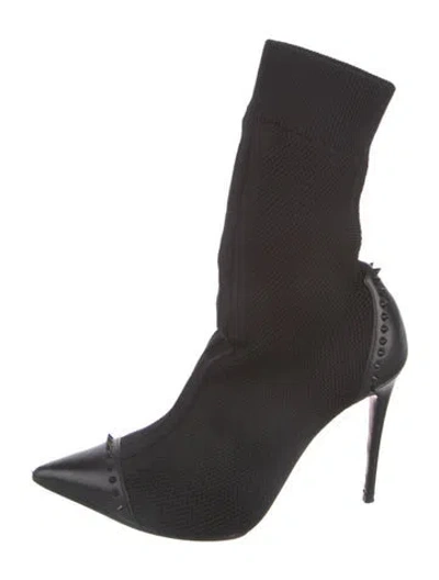Pre-owned Christian Louboutin Spike Accents Studded Accents Sock Boots In Black