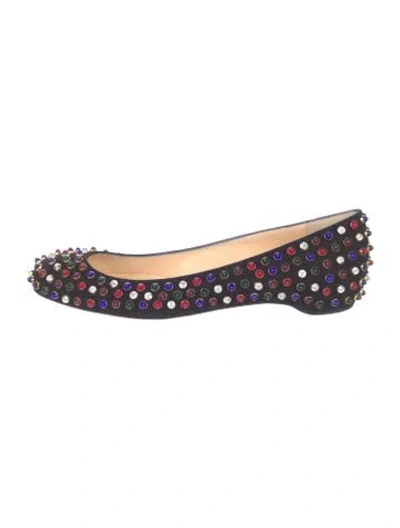 Pre-owned Christian Louboutin Spike Accents Suede Ballet Flats In Blue