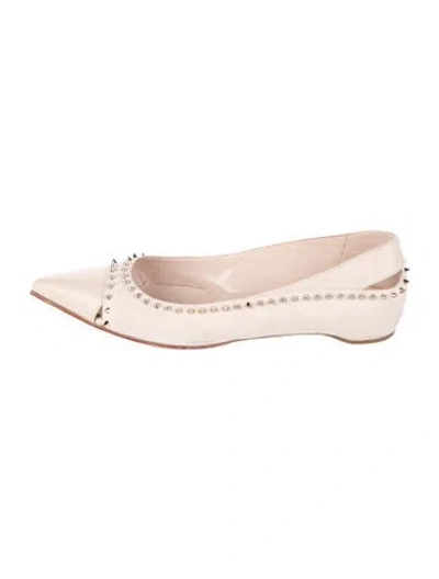 Pre-owned Christian Louboutin Spike Accents Suede Ballet Flats In Pink