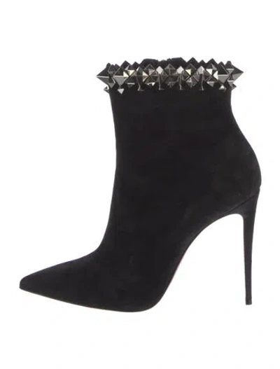 Pre-owned Christian Louboutin Spike Accents Suede Boots In Black