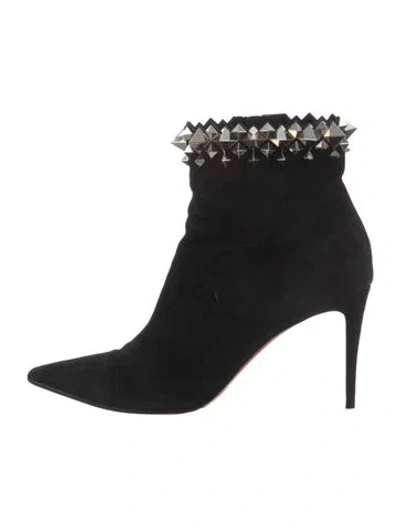 Pre-owned Christian Louboutin Spike Accents Suede Boots In Black