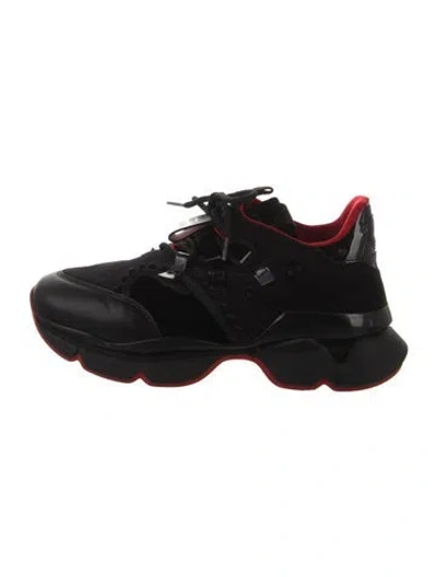 Pre-owned Christian Louboutin Spike Accents Suede Chunky Sneakers In Black