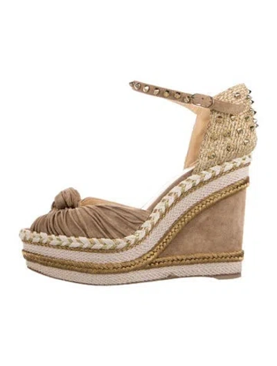 Pre-owned Christian Louboutin Spike Accents Suede Espadrilles