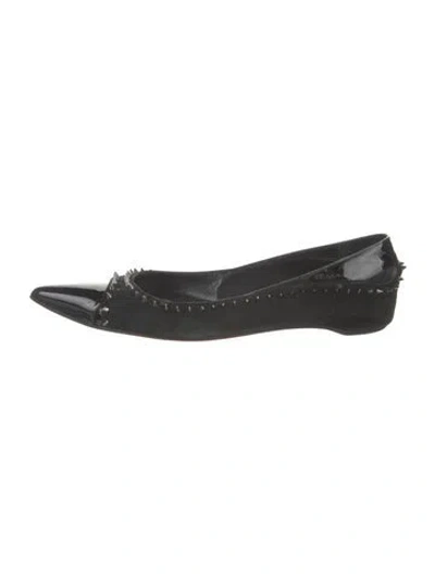 Pre-owned Christian Louboutin Spike Accents Suede Flats In Multicolor