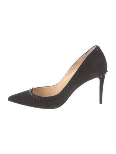 Pre-owned Christian Louboutin Spike Accents Suede Pumps In Black