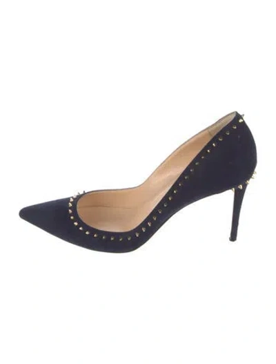Pre-owned Christian Louboutin Spike Accents Suede Pumps In Blue