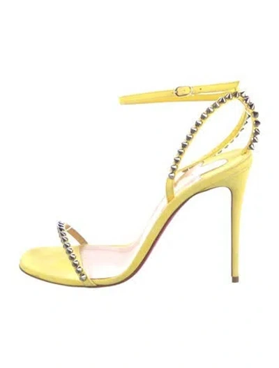 Pre-owned Christian Louboutin Spike Accents Suede Sandals In Yellow