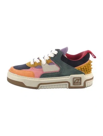 Pre-owned Christian Louboutin Spike Accents Suede Sneakers