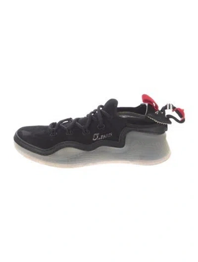 Pre-owned Christian Louboutin Spike Accents Suede Sneakers In Black