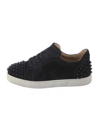 Pre-owned Christian Louboutin Spike Accents Suede Sneakers In Black