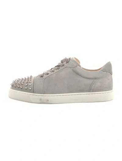 Pre-owned Christian Louboutin Spike Accents Suede Sneakers In Gray