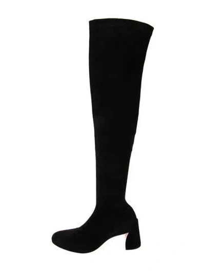 Pre-owned Christian Louboutin Spike Accents Suede Sock Boots In Black
