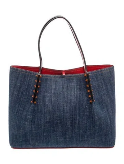 Pre-owned Christian Louboutin Spike Cabarock Tote In Blue
