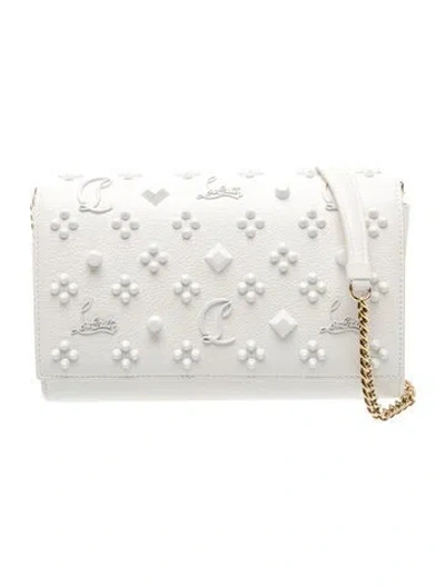 Pre-owned Christian Louboutin Spike Clutch In White