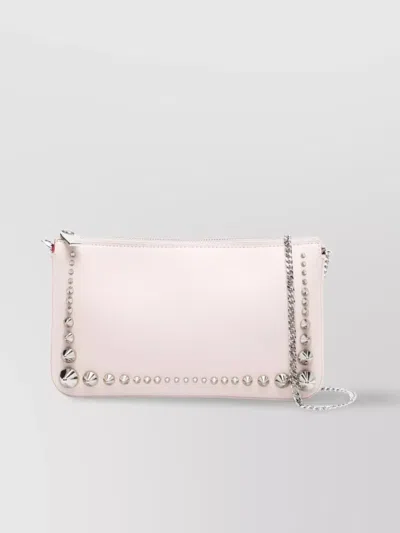 Christian Louboutin Spike Detail Calf Leather Shoulder Bag In Pink