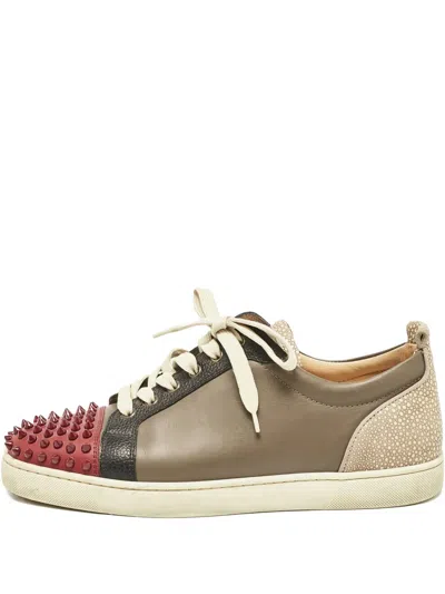 Pre-owned Christian Louboutin Spike-detail Leather Sneakers