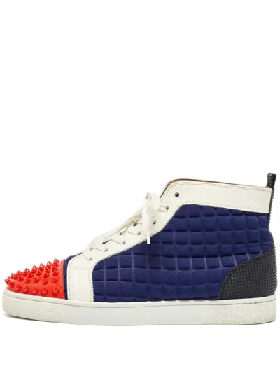 Pre-owned Christian Louboutin Spike-embellished Hi-top Sneakers