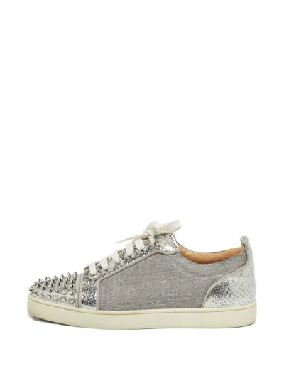 Pre-owned Christian Louboutin Spike-embellished Sneakers In Silver