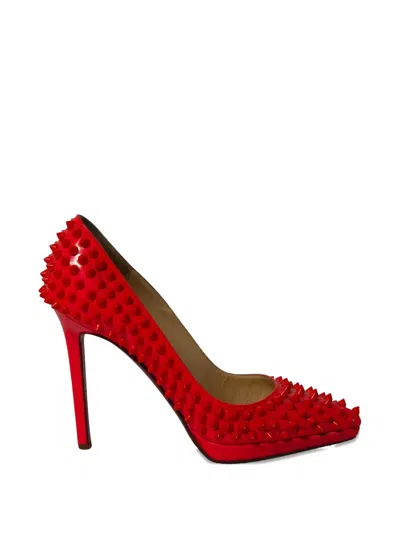 Pre-owned Christian Louboutin Spike-embellishment Pumps In Red