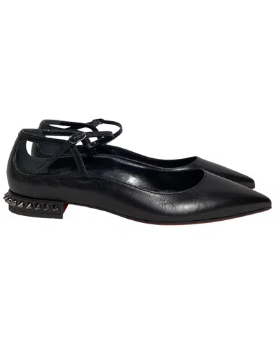 Christian Louboutin Conclusive Spike Red Sole Ballerina Flats In Black Leather