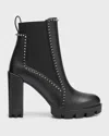 Christian Louboutin Out Line Spike Lug Leather Ankle Boots 100 In Black