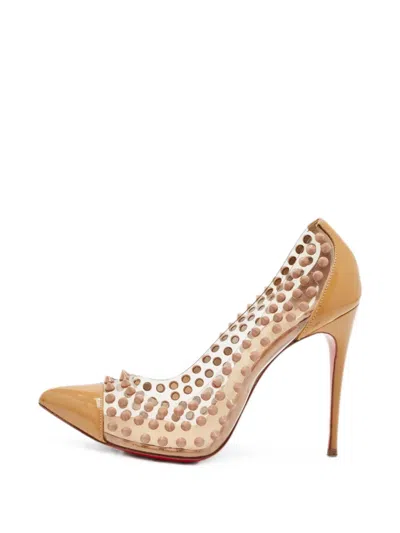 Pre-owned Christian Louboutin Spike Me Pointed-toe Pumps In Neutral
