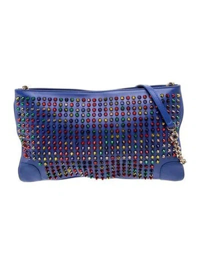 Pre-owned Christian Louboutin Spike Minaudière In Blue
