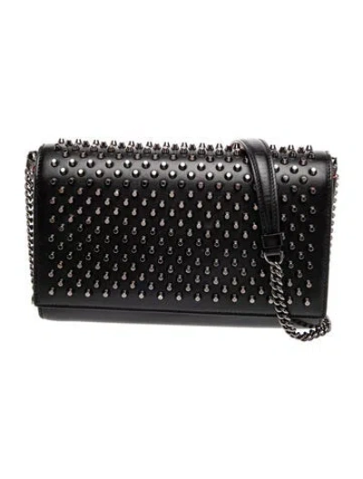 Pre-owned Christian Louboutin Spike Paloma Clutch In Black