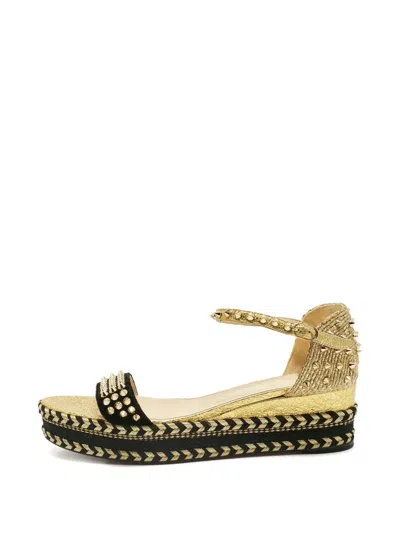 Pre-owned Christian Louboutin Spike Stud-embellishment Espadrilles In Gold