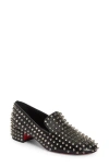 Christian Louboutin Spikeasy Studded Red Sole Slip-on Loafers In Black