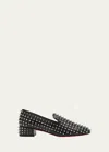 Christian Louboutin Spikeasy Studded Red Sole Slip-on Loafers In Blacklin Black