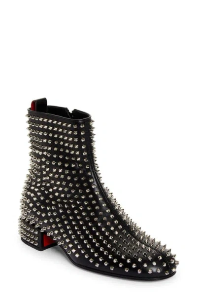 Christian Louboutin Men's Spikeasy Studded Red Sole Ankle Boots In Black