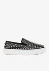 Christian Louboutin Spikeboat Nappa Leather Slip-on Sneakers In Black
