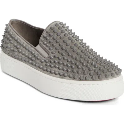 Christian Louboutin Spikeboat Slip-on Sneaker In Smoke Grey