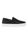 Christian Louboutin Man Sneakers Black Size 7 Leather In Black