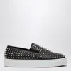 Christian Louboutin Spikeboat Nappa Leather Slip-on Sneakers In Black